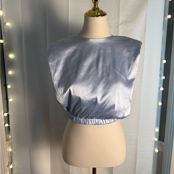 TCEC Blue Sleeveless Boxy Crop Top - Picture 1 of 7